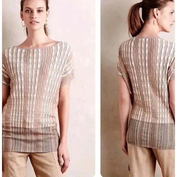 Anthropologie Sweaters - Anthropologie Moth Nessa Wool Blend Textured Pleated Top Boho Chic Artsy XS